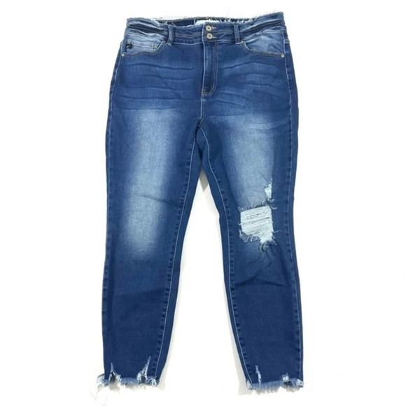 Kancan Skinny Jeans Raw Hem Size XL Distressed - Picture 1 of 6